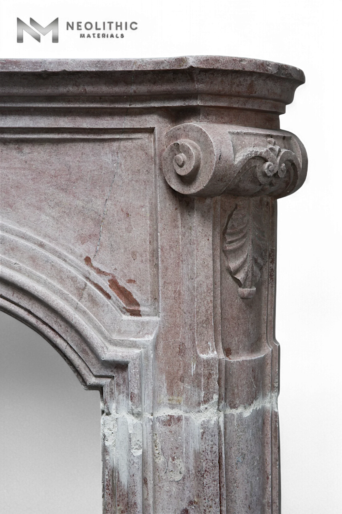 Antique Limestone de Vosges Fireplace Mantel Louis XV Style - Image 5